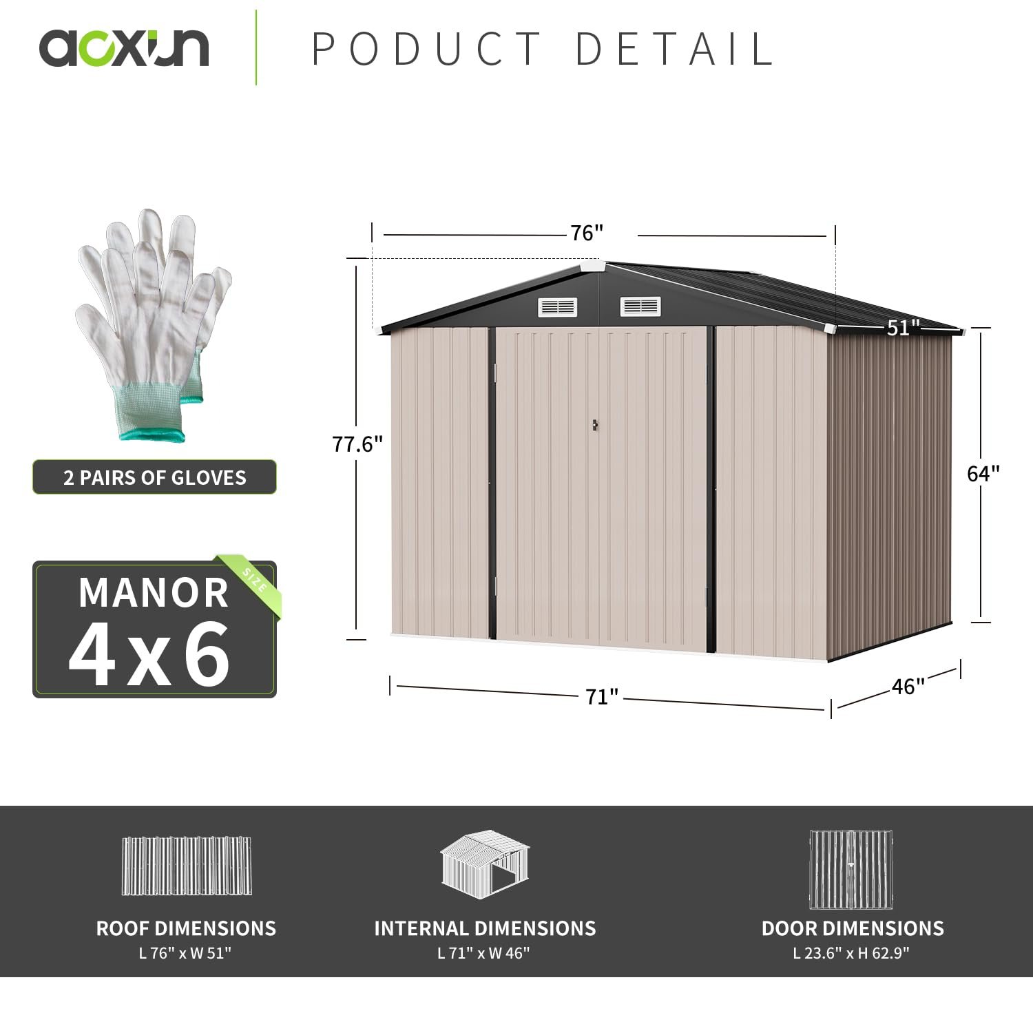 Outdoor Storage Shed, 6.4x4 FT - Image 4